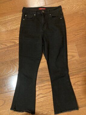 Guess black cropped, raw hem Jeans